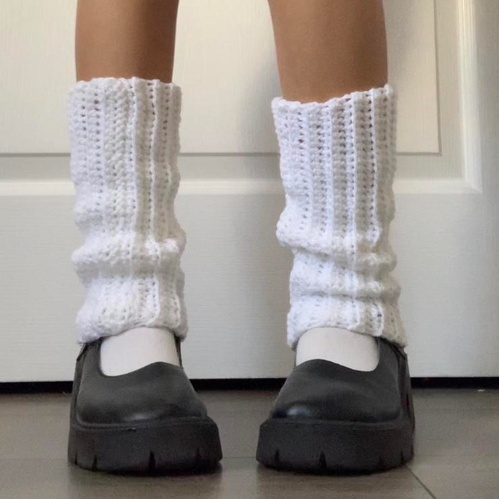 White Knit Leg Warmers